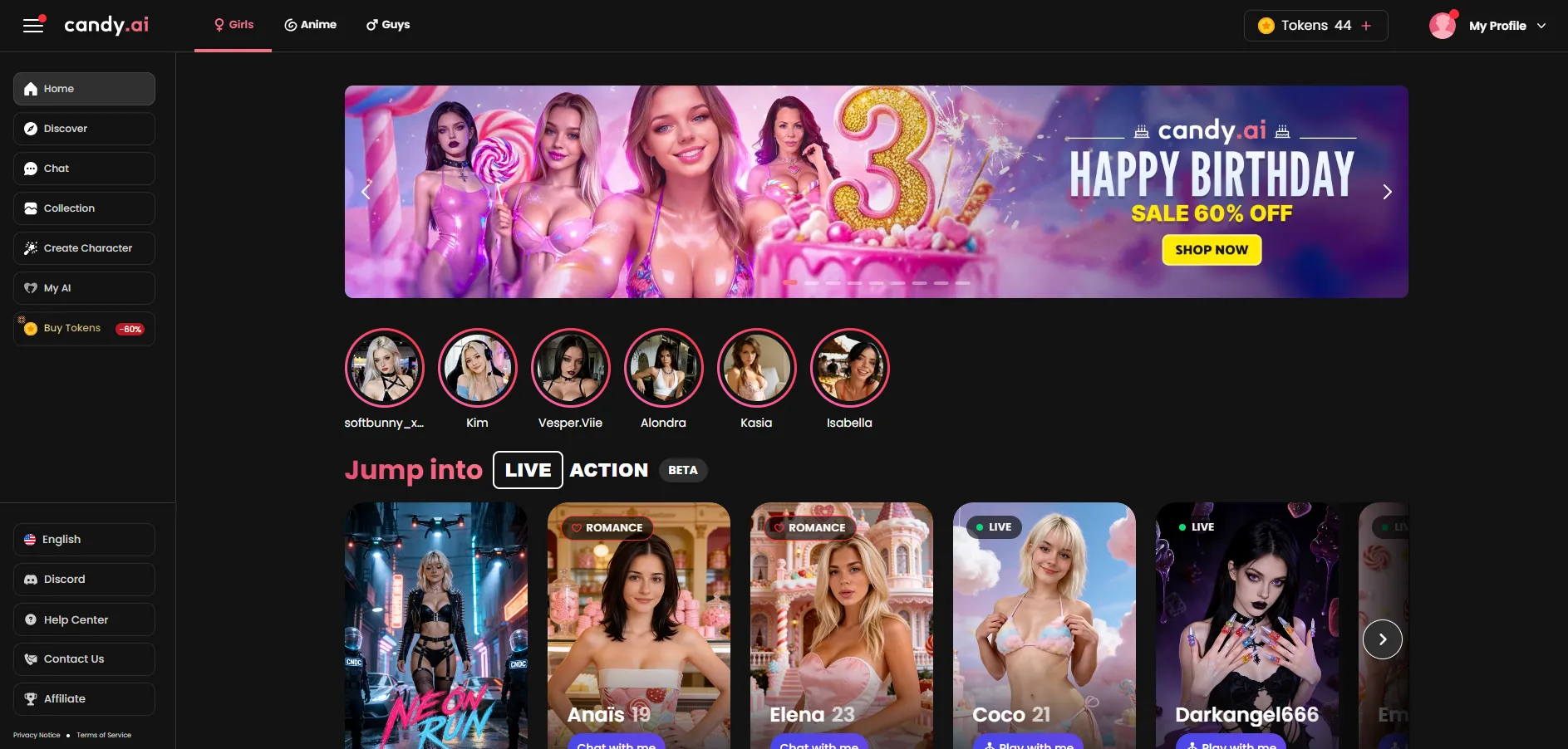 Candy AI homepage