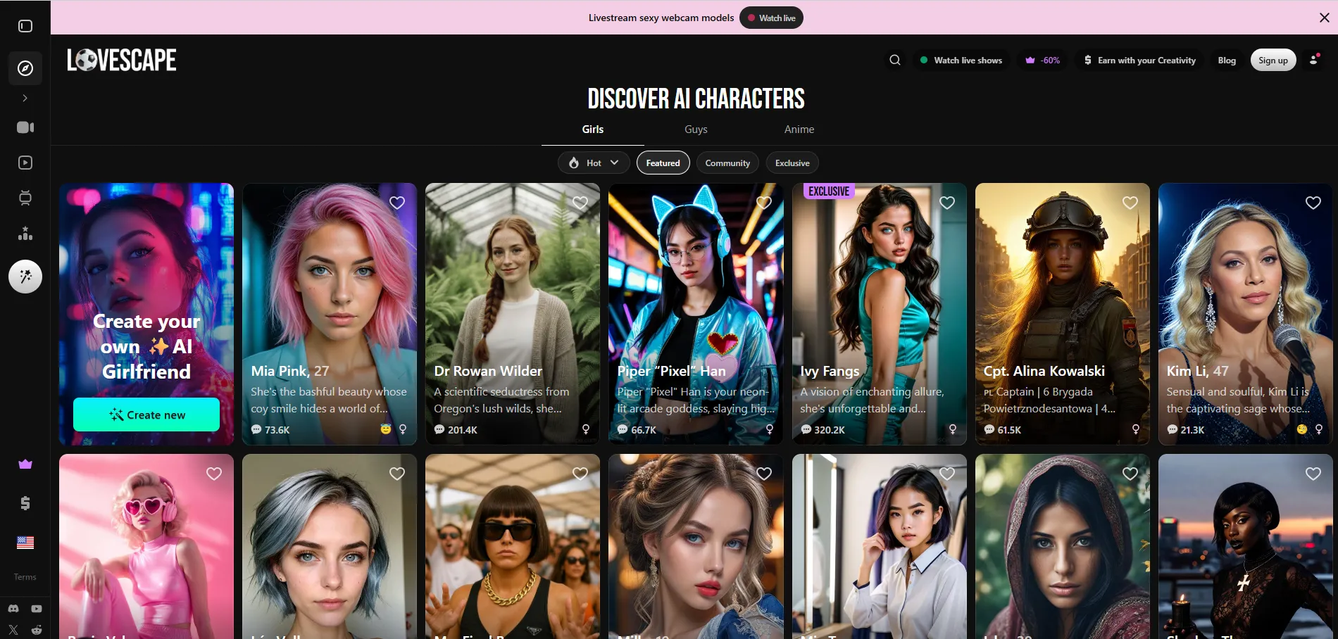 Lovescape homepage